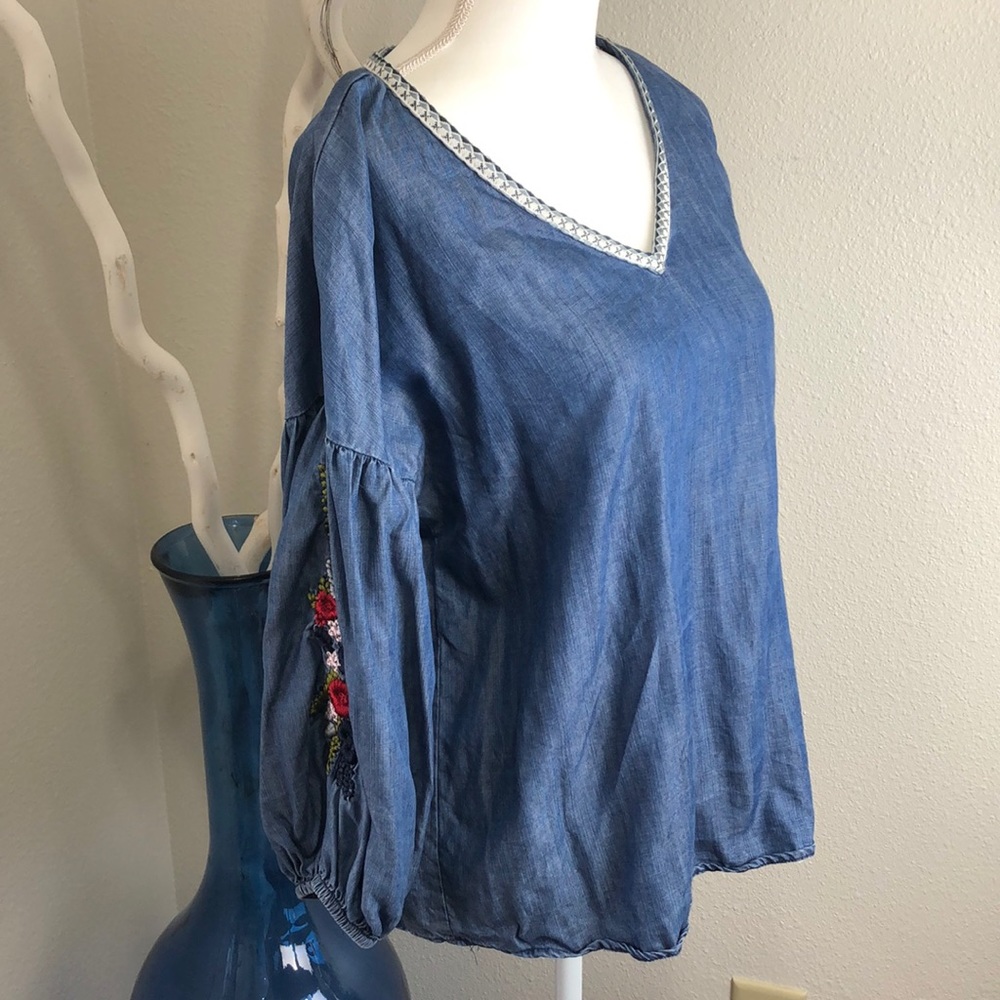 B Collection by Bobeau Embroidered Blouse